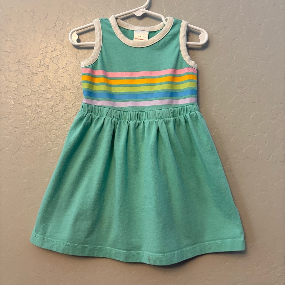 ⭐️Hanna Andersson soft stripe rainbow dress in tidepool size 90 cm US 3